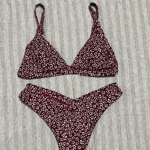 Maroon pattern bikini